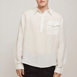 ForDays Men's Linen Grandad Popover Shirt